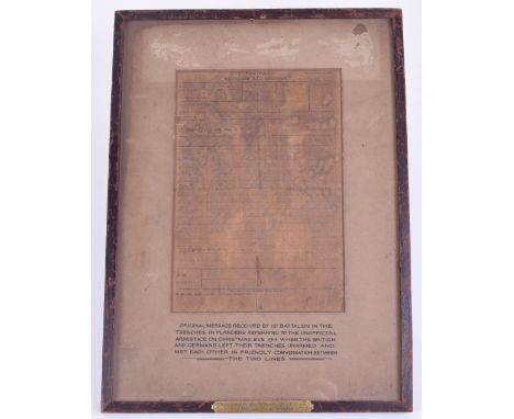 Historically and Regimentally Interesting Christmas Truce 1914 Signal Message, Original Message warning of dire consequences 