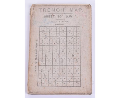 Great War Trench Map, being sheet 36c S.W.1 scale 1:10,000. Linen backed example. Trenches corrected to 31.8.1915. Accompanie