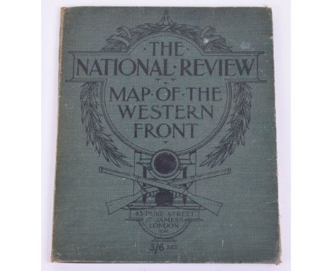 The National Review Map of the Western Front, Very rare original folding linen map of the Western Front showing the Front lin