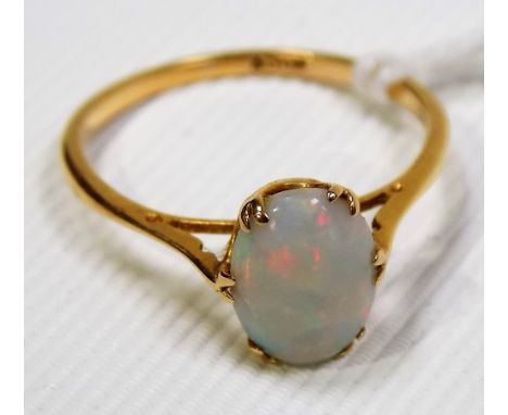 18ct gold opal ring, weight 1.5g approx