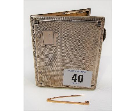 Silver engine turned cigarette case, Birmingham 1936, weight 3oz approx.