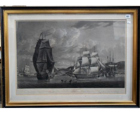 AFTER ROBERT DODD -  'Battle of Algesiras' pbl. 1802, Engraving, 19.5in x 29in; together with a pair of 19th Century coaching