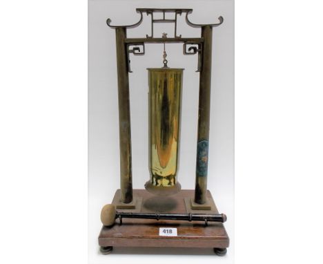 Early 20th Century Chinese brass dinner gong formed by a gun cartridge with Chinese inscription 'HANKOW 1911' and within an a