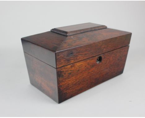 A 19th century rosewood sarcophagus shaped tea caddy, 28cm