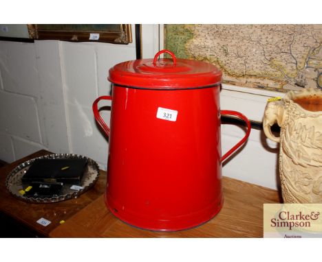 An enamel bread bin