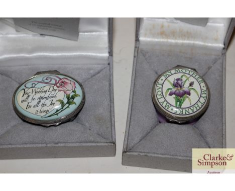 Two modern Bilston &amp; Battersea enamel boxes 