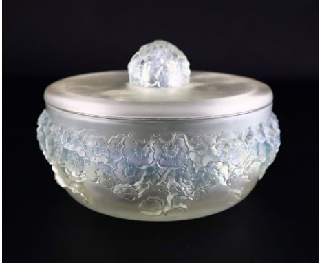 René Lalique. A pre-war opalescent glass Primeveres pattern bowl and cover, no.86?, designed in 1930, moulded mark R LALIQUE 