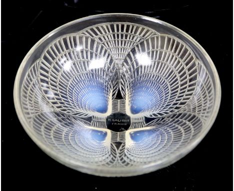 René Lalique. A pre-war opalescent glass Coquilles pattern bowl, no.3203, designed in 1924, engraved mark R LALIQUE FRANCE No