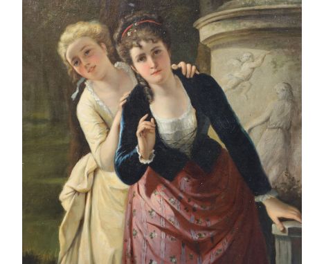 William Oliver (1823-1901)oil on boardYoung women in a gardensigned27.5x 22in.CONDITION: Oil on board in honest untouched con