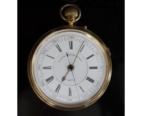 A Victorian 18ct gold keyless open face marine chronograph, by P. Weiner, Strand, London, numbered 46252, cased diameter 52mm