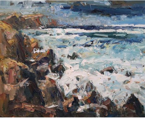 § Gareth Parry RCA (1951-)oil on canvas'After the Storm', 'Rocky Coast'signed20 x 23.75in.CONDITION: Oil on original canvas i