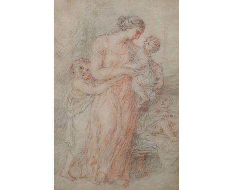 Attributed to Giovanni Battista Cipriani (1727-1785)pencil and sepia chalkA mother and her children8 x 5.5in.CONDITION: Paper