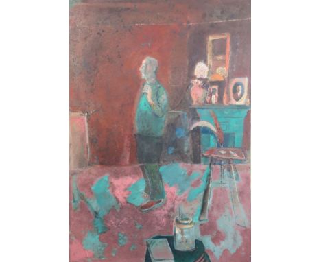 § Harold Mockford (1932-)oil on board'Self portrait, February 84'signed, titled and dated verso47.5 x 35.5in.CONDITION: Oil o
