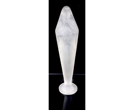 René Lalique. A pre-war statuette - Voilee Mains Jointes, no.828, designed 1919, in original torpedo shaped case, remnants of