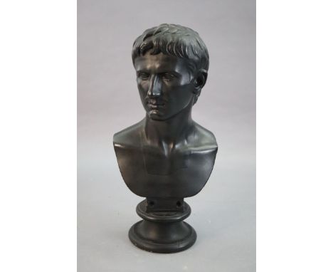 D. Brucciani &amp; Co of London. An ebonised plaster bust of Augustus, with integral socle, height 27in.CONDITION: Thought to