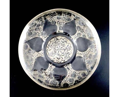 René Lalique. A pre-war glass Vases No.1 pattern dish, no. 3231, designed in 1921 etched R. LALIQUE, VDA moulded mark, 26cm d
