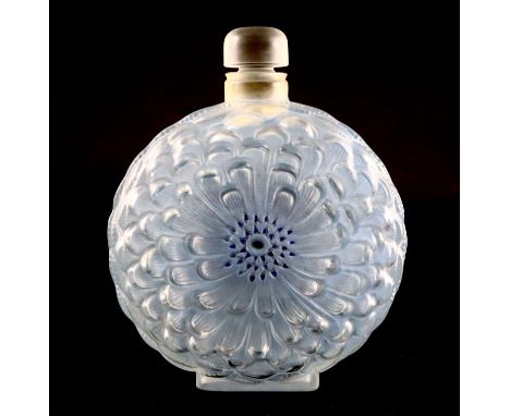 René Lalique. A pre-war frosted glass Dahlia pattern flacon No.1, no.615, designed in 1931, etched R LALIQUE FRANCE, 20.5cm h