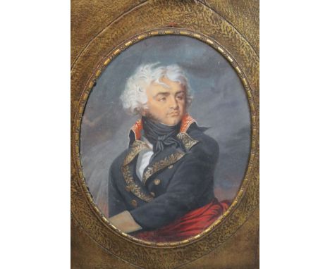 Attributed to Jean Guerin (1760-1836)watercolourPortrait of General Klebertitle plaque verso8.75 x 6.75in., ornate gilt gesso