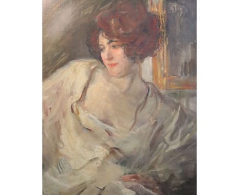 Albert de Belleroche (1864-1944)oil on canvasPortrait of an auburn haired woman31 x 25in.CONDITION: Oil on original canvas in