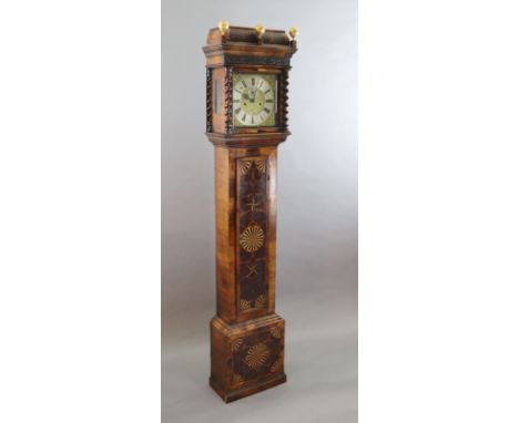 Joseph Windmills of London. A late 17th century marquetry and walnut cased eight day longcase clock, the 11 inch square brass