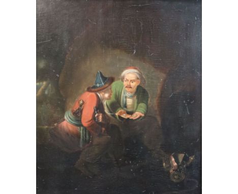 Manner of George Chinnery (1774-1852)oil on panelMalabars counting coins15 x 12.75in.CONDITION: Oil on wooden panel which is 