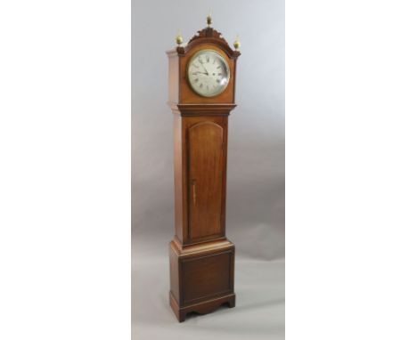 James Ely of London. A Regency mahogany longcase regulator, with 10 inch circular silvered dial, movement with anchor escapem