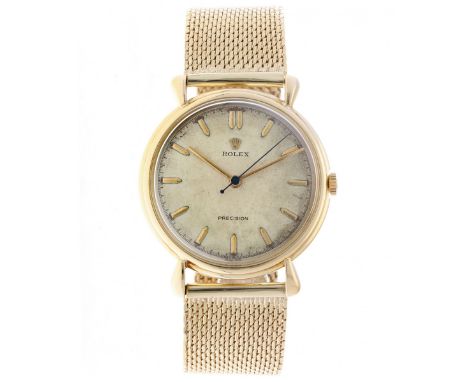 Rolex Precision 4516 - Men's watch - ca. 1950 case: 18 karat gold, inscription in case-back - bracelet: 14 karat gold, inscri