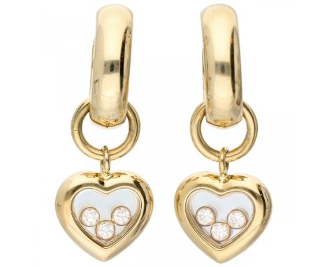 Yellow gold Chopard Happy Diamonds earrings, with approx. 0.12 ct. diamond - 18 ct. Serial number: 2257180 831382-0001. 6 Bri