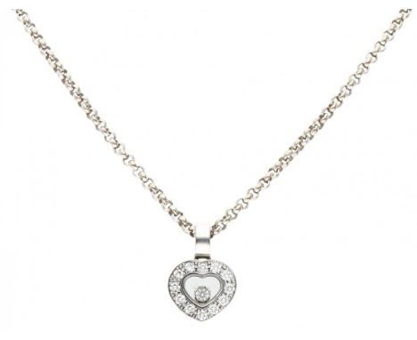 White gold Chopard Happy Diamonds necklace, with approx. 0.14 ct. diamond - 18 ct. Serial number: 792936 3255139. 13 Brillian