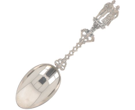 Occasional spoon silver. Cast model with braided handle on top of a couple supported by dolphins.&nbsp;Netherlands, Joure, va
