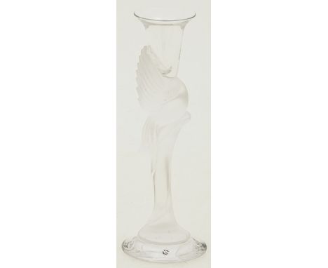 A crystal Igor Carl Fabergé candle holder - Snow Dove. France, 20th century. The stem is formed by a dove in satin glass. Mar