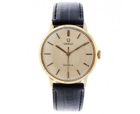 Omega Genéve 191 041 - Men's watch - ca. 1970 case: 14 karat gold - strap: leather - manual winding, cal. 601 - 2 (good) - di