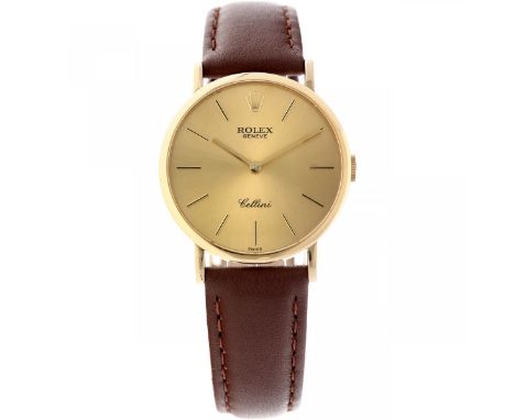 Rolex Cellini 5112 - Men's watch - ca. 1991 case: 18 karat gold - bracelet: leather - manual winding - 1 (very good) - diamet
