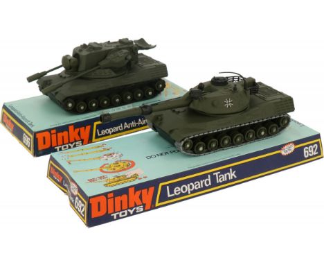 (2) piece lot Dinky toys 692 & 696 In unused condition, complete with original packagingConsisting of: Leopard tank and Leopa