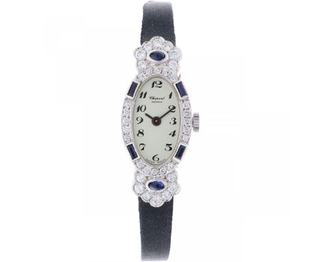 Chopard Art Deco G 3773 - Ladies watch - ca. 2000 case: 18 karat whitegold - strap: leather - manual winding - the case is se