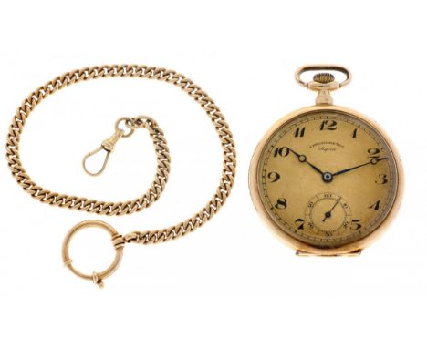 Chronometer Supra - Golden pocket watch with golden chain - ca. 1915. Case: 14 karat gold - Chain: 14 karat gold - Manual win