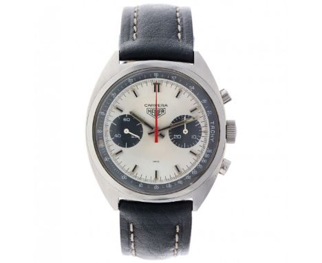 Heuer Carrera 7733 - Men's watch - ca. 1970 case: steel - bracelet: leather - manual winding - chronograph - 2 (good) - diame