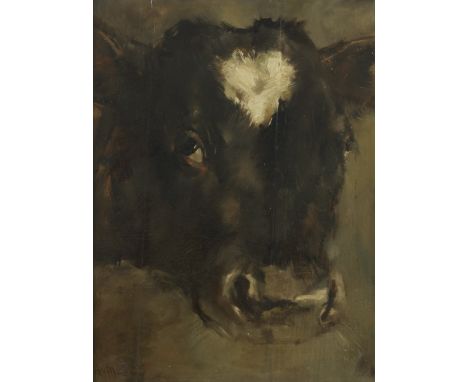 Han van Meegeren (Deventer 1889 - 1947 Amsterdam), Portrait of a young bull. Signed (lower left), oil on board. Collection of