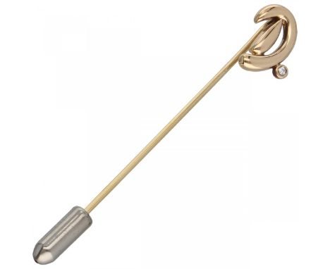 Yellow gold Chopard collar pin, with approx. 0.02 ct. diamond - 18 ct. Reference number: 2165990 90/2328. 1 Brilliant cut dia