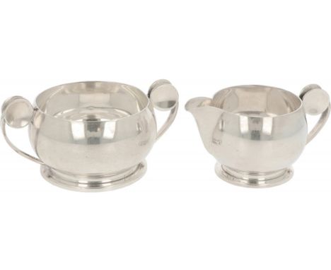 Cream set silver. Beautiful curved model in Art-Deco style. early 20th century, hallmarks: 830S, V import hallmark - traces o