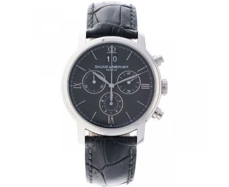 Baume &amp; Mercier Classima Chronograph 65538 - Men's watch - ca. 2011 case: steel - bracelet: leather - quartz - date - 2 (