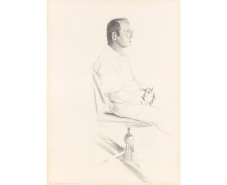 David Hockney (Bradford 1937 – lebt in Beuvron-en-Auge, Normandie). „Mo McDermott“. 1976Lithografie auf Velin. 82,5&nbsp;×&nb