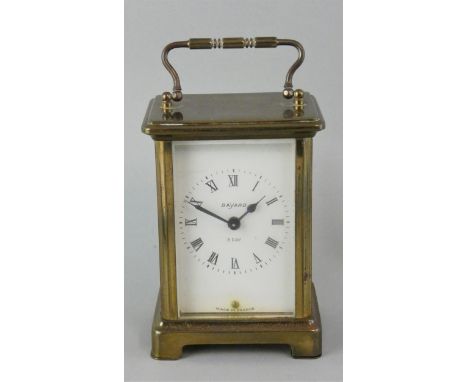 Bayard, a French brass three glass time piece, the white enamel dial with Roman numerals, the French 8 day movement by Duverd
