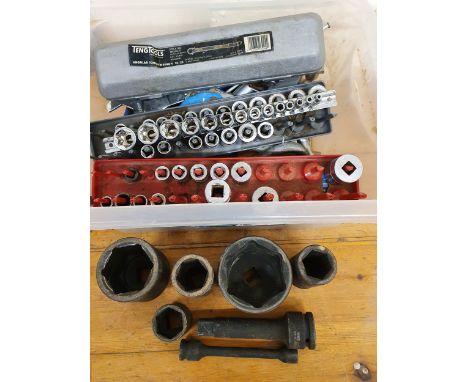 A large quantity of sockets, both MM and Imperial, a torque wrench and other tools.
