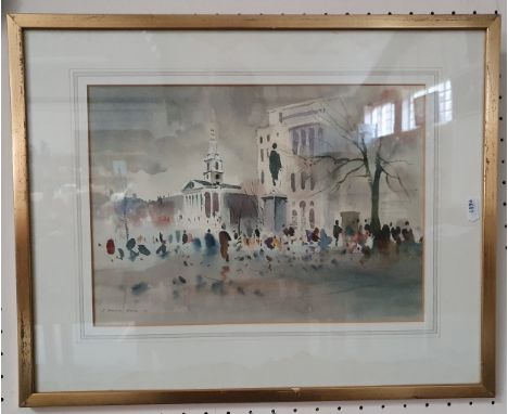 J. Bannie Haste, National Portrait Gallery, London, watercolour, signed, 26 x 37 cm, two other watercolours and a print (4)