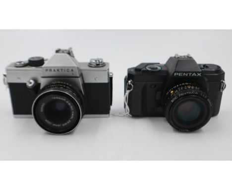 Pentax P30n with Pentax 1.7/50mm lens and a Praktica L camera with 2.8/50 Zeiss lens. UK P&amp;P Group 2 (£20+VAT for the fir