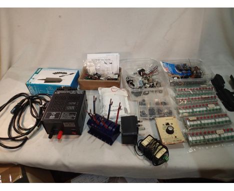 Selection of model railway electrical items, including power supply, controller, point switches, point motors etc. UK P&amp;P