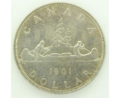1961 - silver Canadian Dollar - Elizabeth II. UK P&amp;P Group 0 (£6+VAT for the first lot and £1+VAT for subsequent lots) 