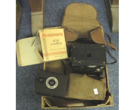 Vintage Kenilworth box camera, together with two other vintage cameras to include Kodak Brownie.(B.P. 24% incl. VAT)
