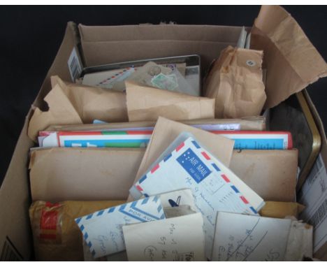 Large box with all World selection of stamps, covers, First Day Covers, modern postcards etc.(B.P. 24% incl. VAT)